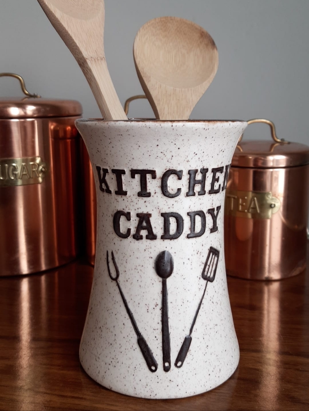 Kitchen Caddy Ceramic Utensil Holder - White Speckled